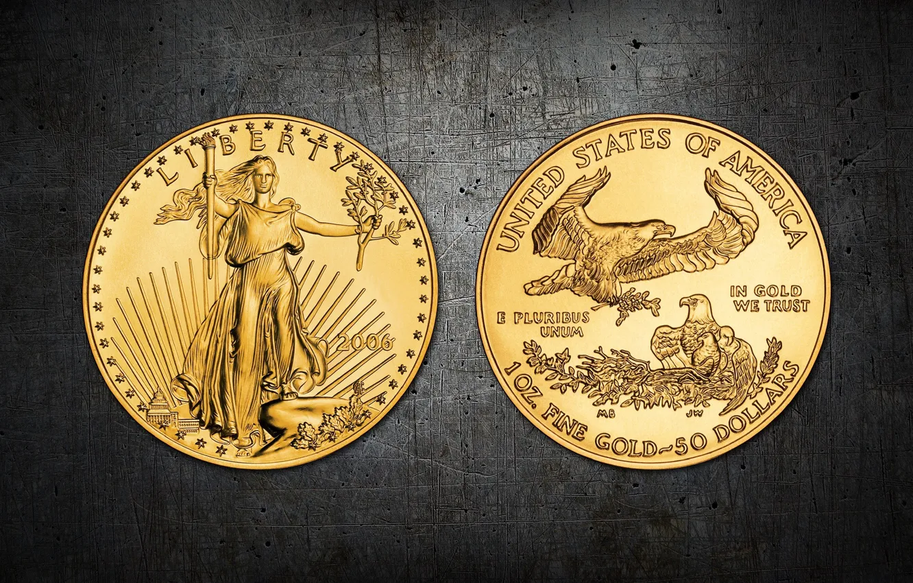 Photo wallpaper liberty, dollar, Gold, coin, United States of America