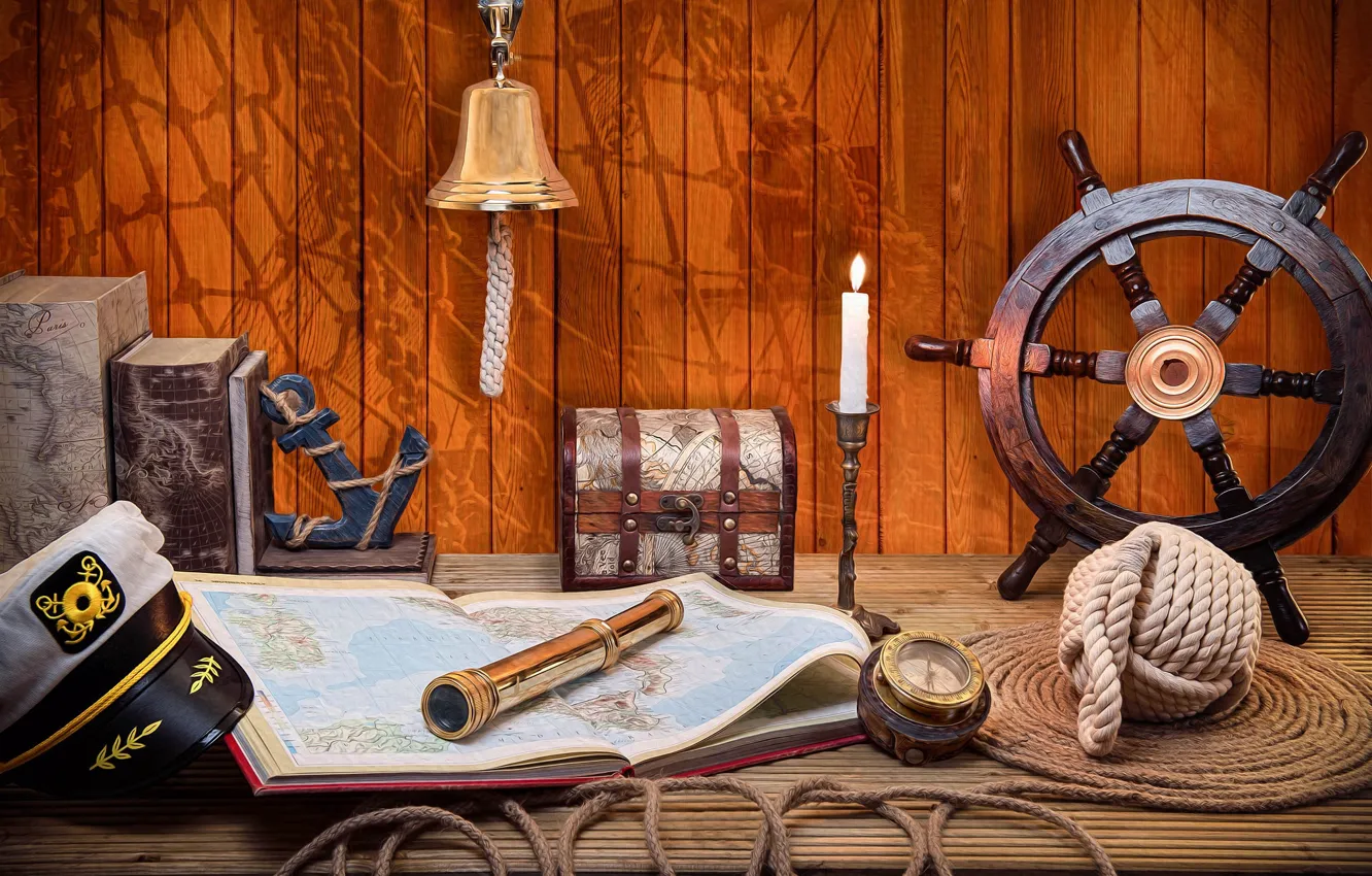 Photo wallpaper background, nautical theme, accessories