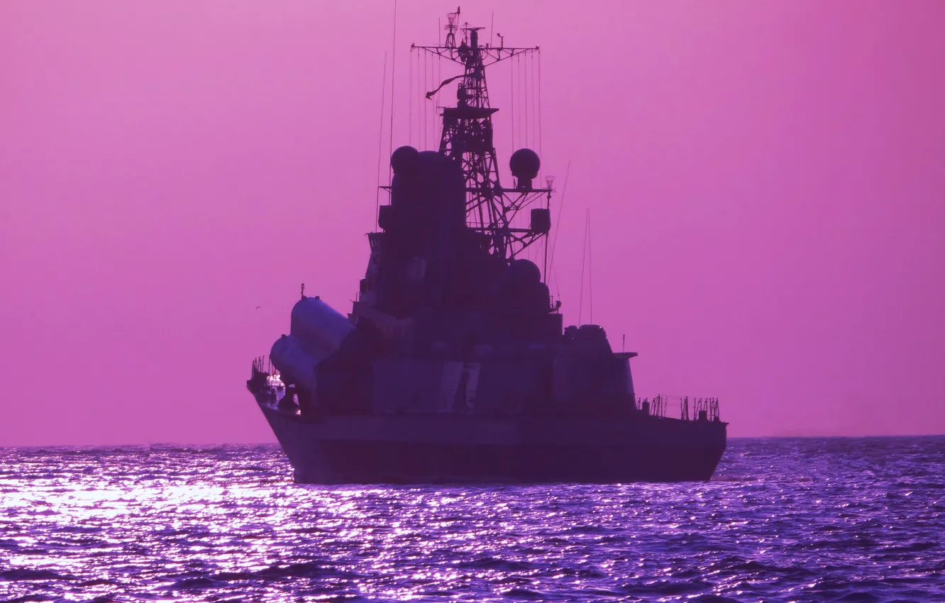 Photo wallpaper sunset, ship, rocket, small, The black sea, MRK, &ampquot;Mirage&ampquot;
