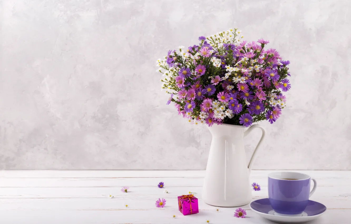 Photo wallpaper flowers, bouquet, vase