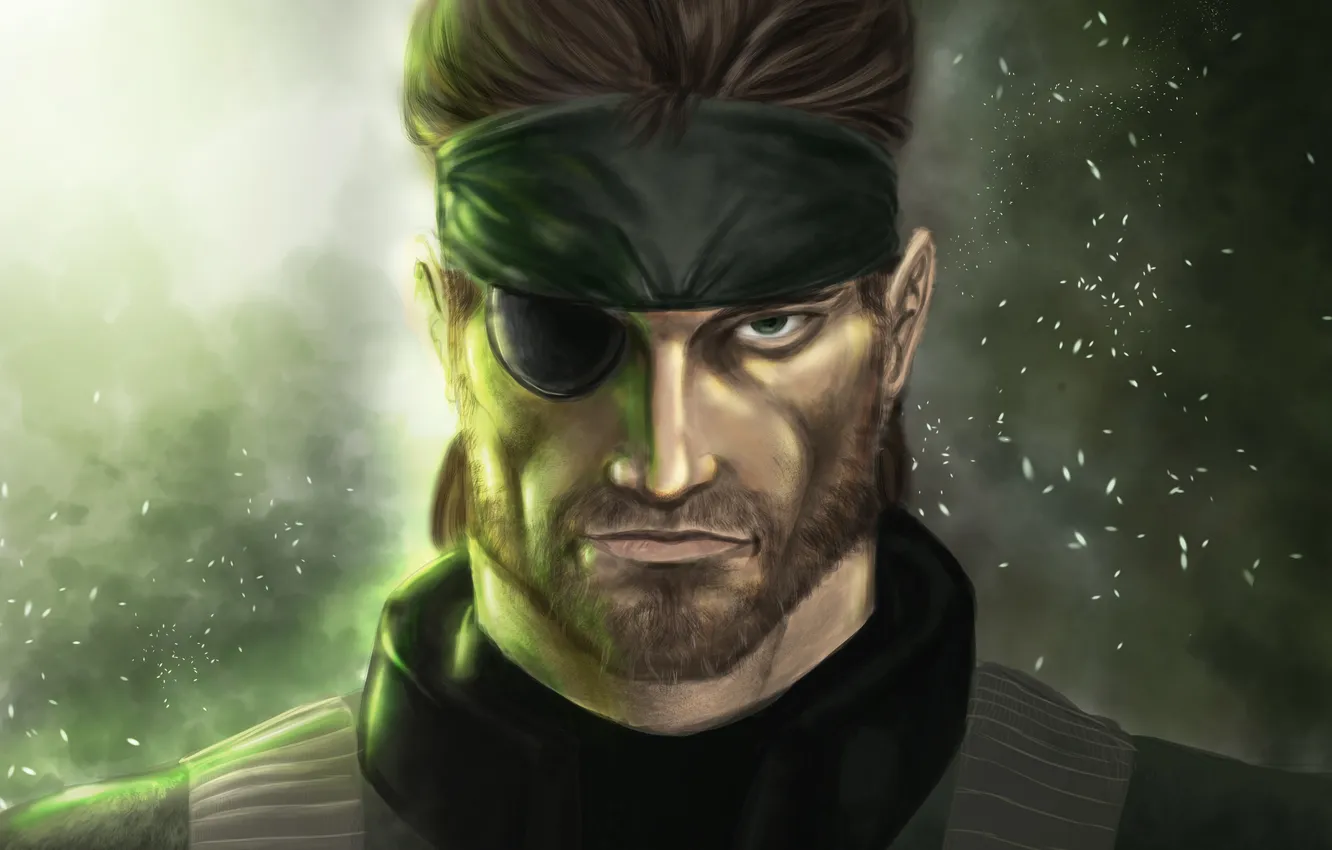 Photo wallpaper face, art, headband, male, Snake, Metal Gear Solid, Eater