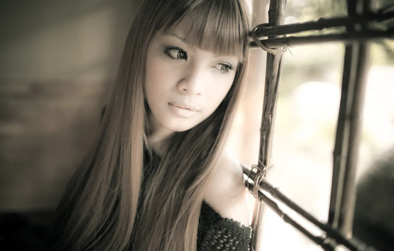 Photo wallpaper girl, mood, window