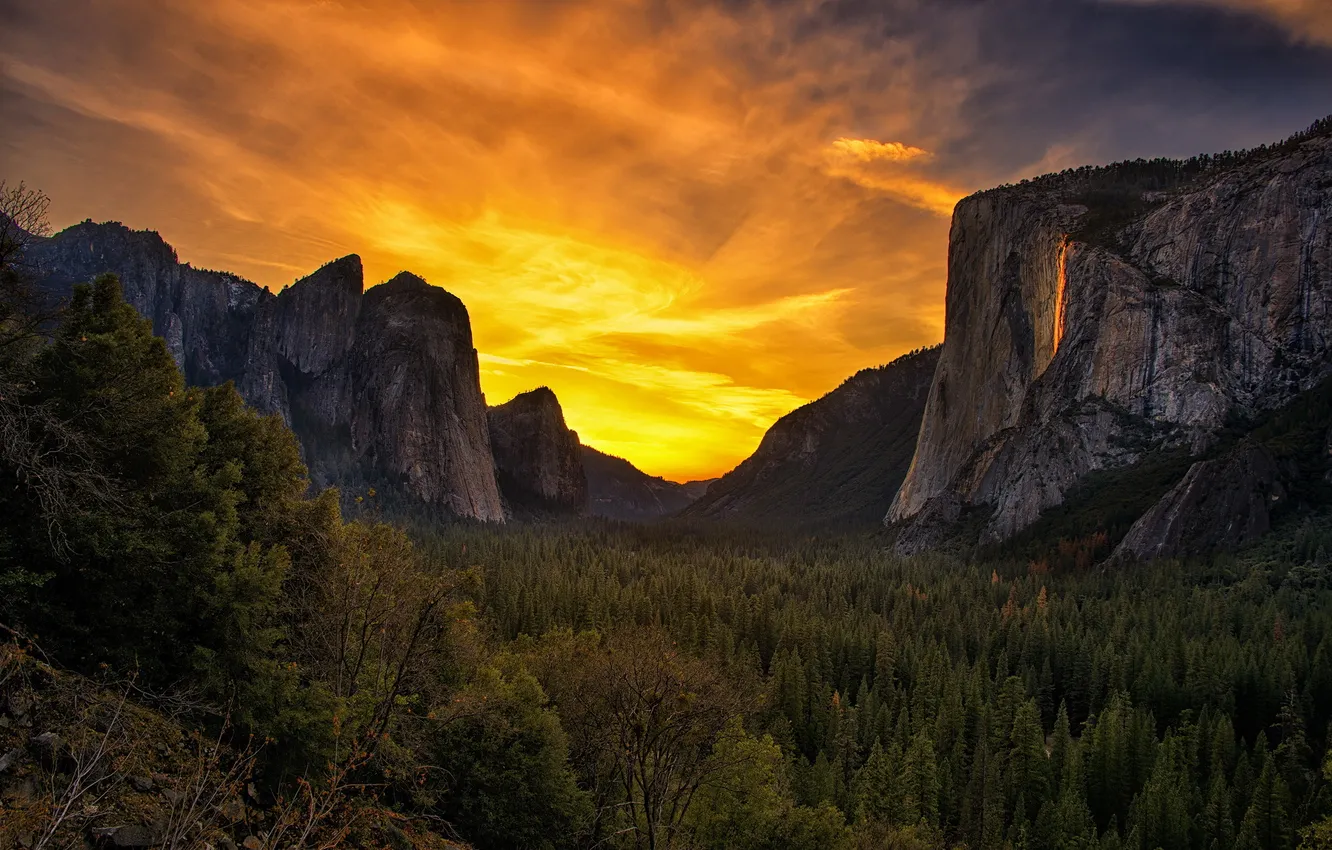 Photo wallpaper landscape, mountains, California, Yosemite National Park