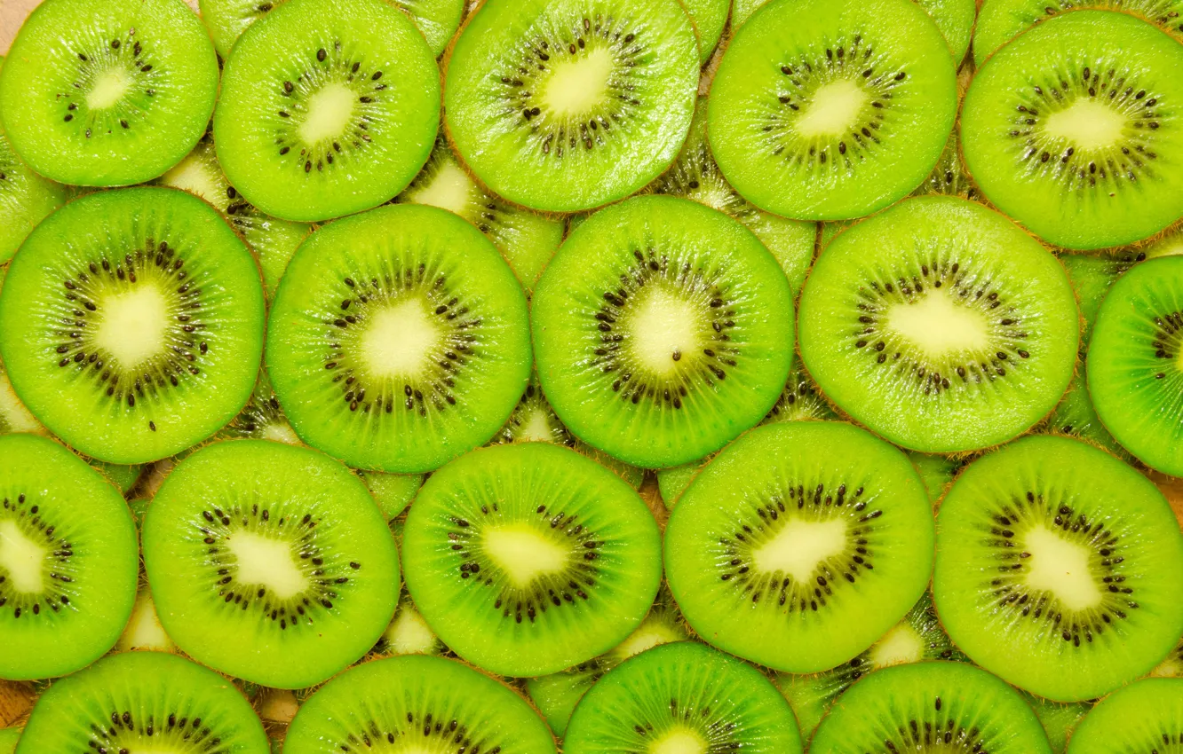 Photo wallpaper close-up, green, texture, kiwi, fruit, slices