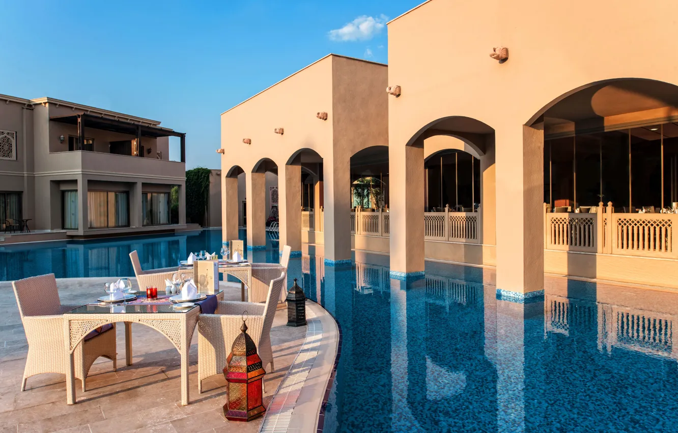Photo wallpaper pool, restaurant, the hotel, terrace, vip restaurant