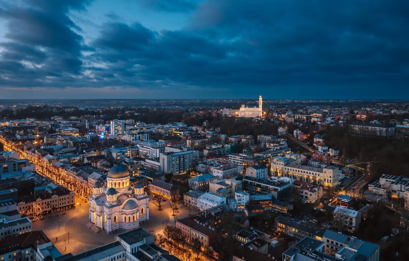 Photo wallpaper Lithuania, Kaunas, nights