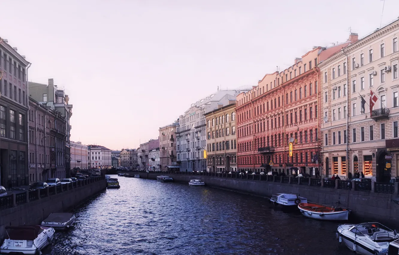 Photo wallpaper the city, fog, river, Peter, Saint Petersburg, sink, Saint-Petersburg, channels