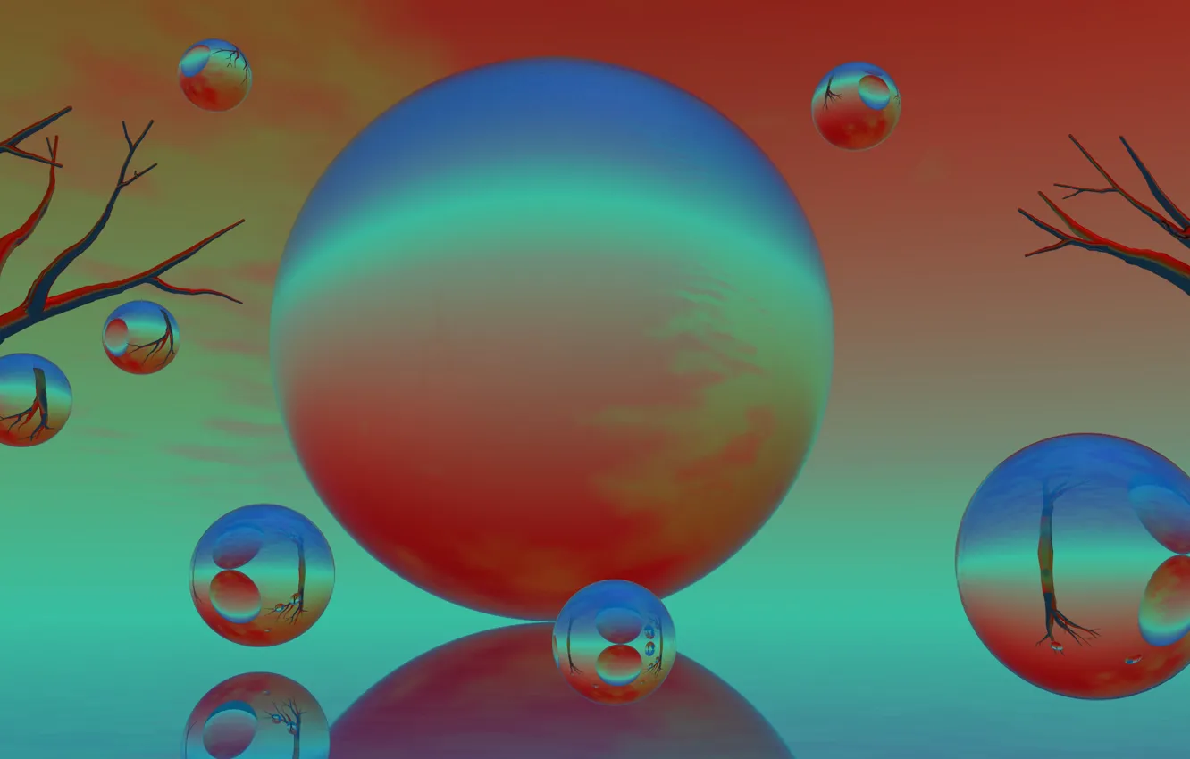 Photo wallpaper abstraction, background, balls