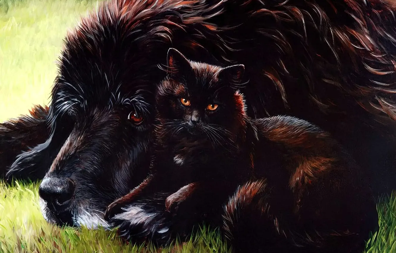 Photo wallpaper cat, cat, figure, dog