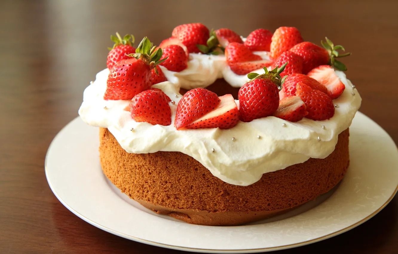 Photo wallpaper food, strawberry, cake