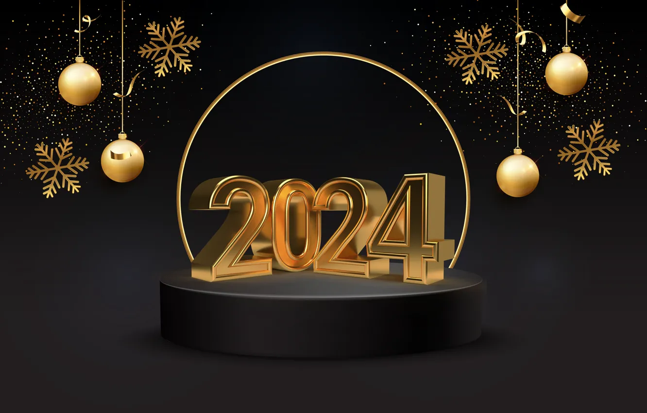 Photo wallpaper gold, balls, new year, figures, golden, balls, New Year, Happy