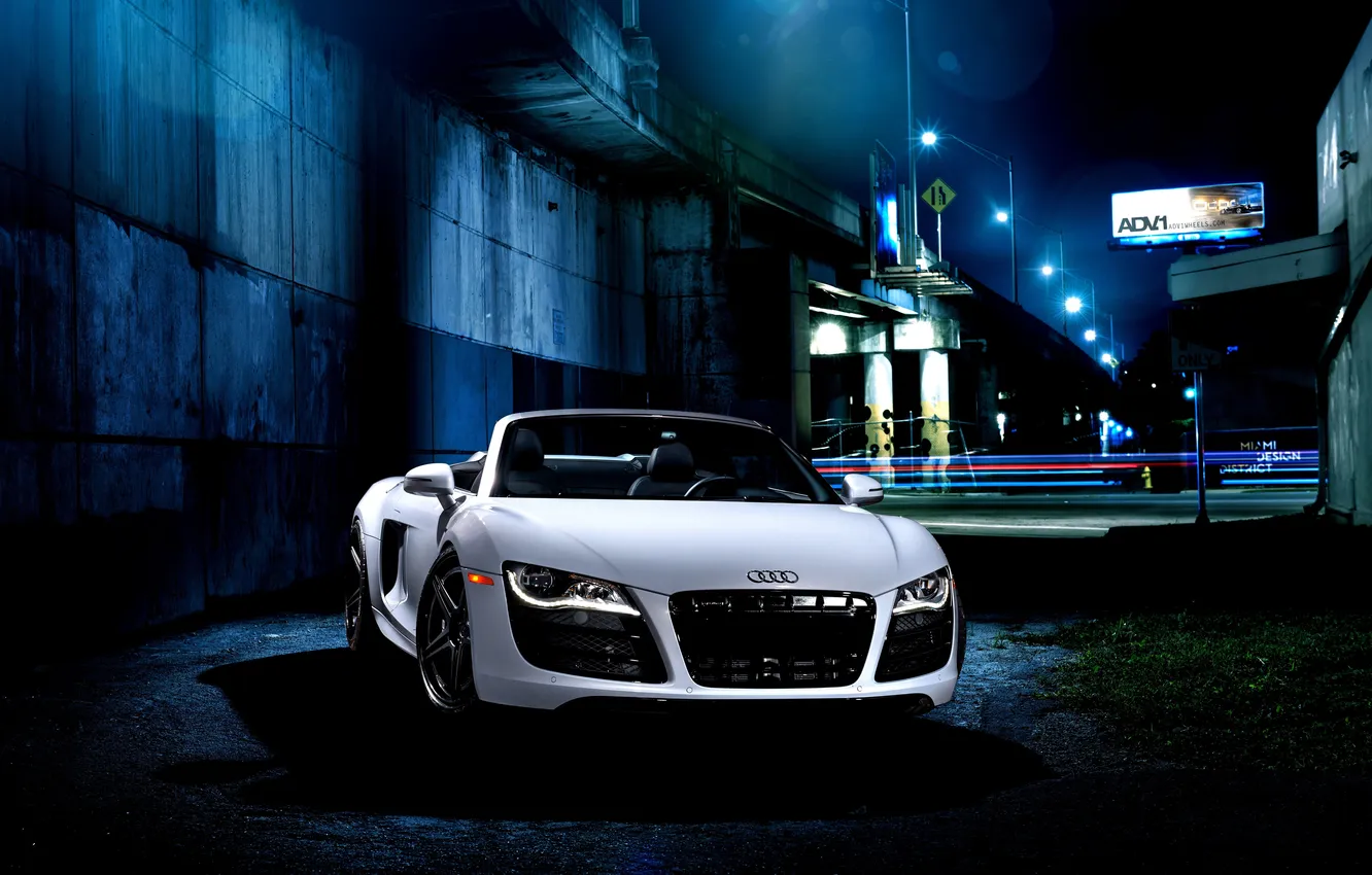 Photo wallpaper white, bridge, Audi, Audi, overpass, white, Front, V10