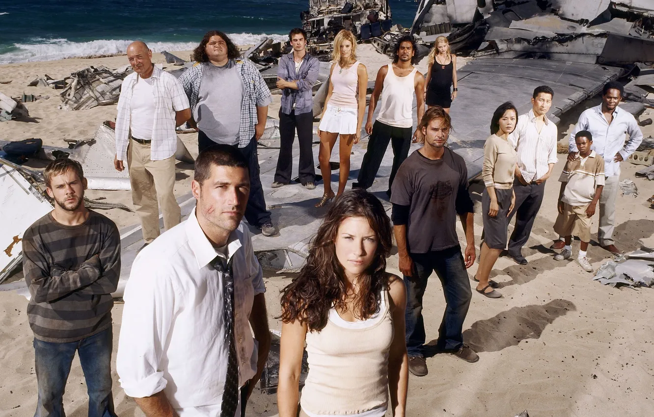 Photo wallpaper the wreckage, Lost, the plane, To stay alive, Josh Holloway, Season 1, Daniel Dae Kim, …