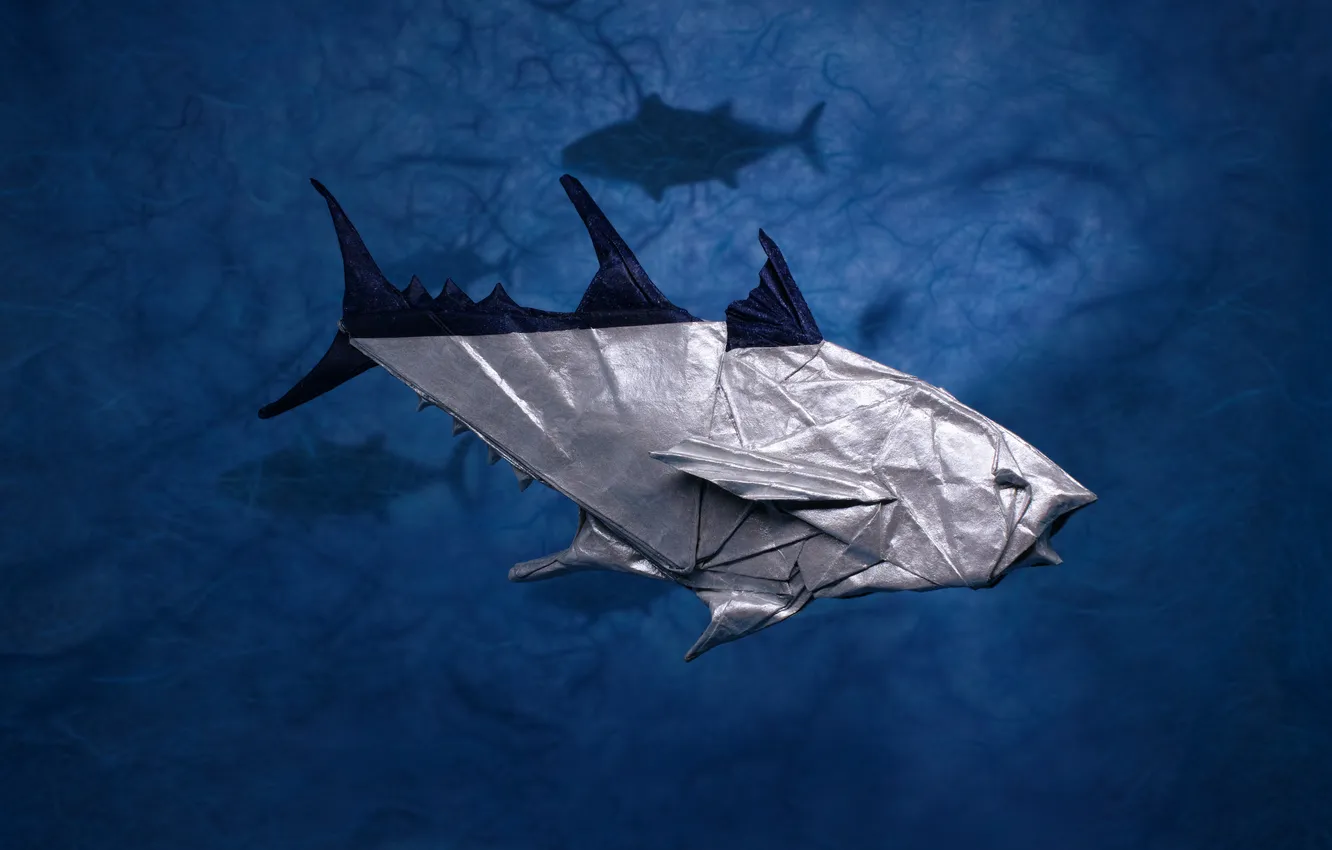 Photo wallpaper paper, fish, origami, tuna