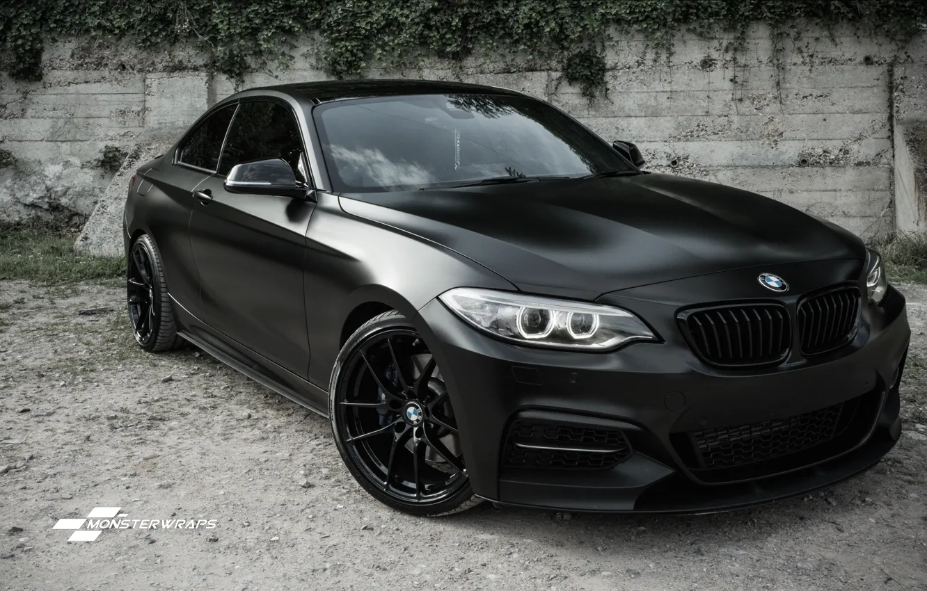 Photo wallpaper BMW, black, Satin, wrap, M235i, &ampamp; Ceramic PRO 9H sealant