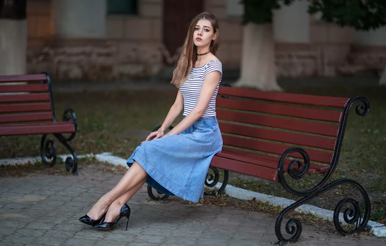 Photo wallpaper look, girl, pose, skirt, portrait, makeup, Mike, hairstyle