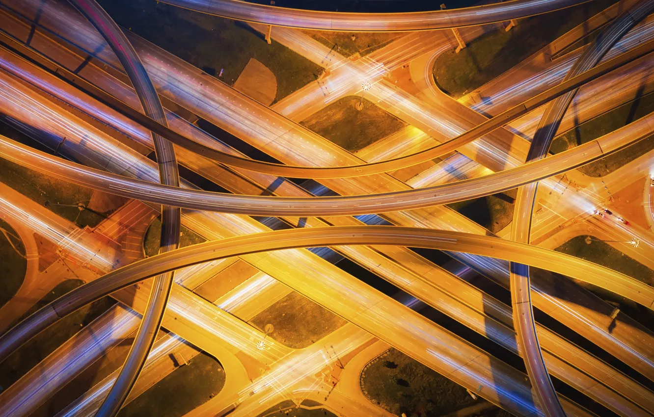 Photo wallpaper light, the city, street