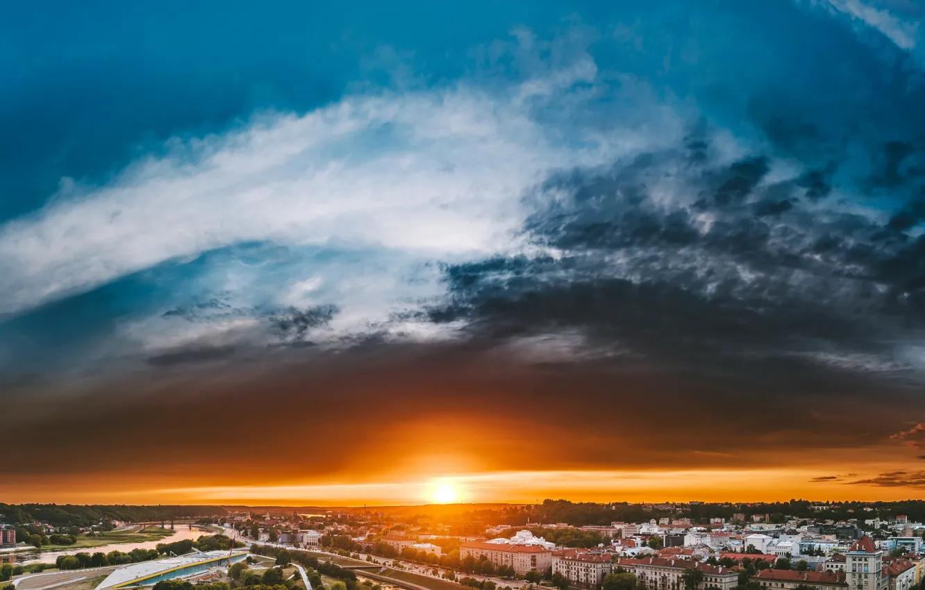 Photo wallpaper Lithuania, Kaunas, nights