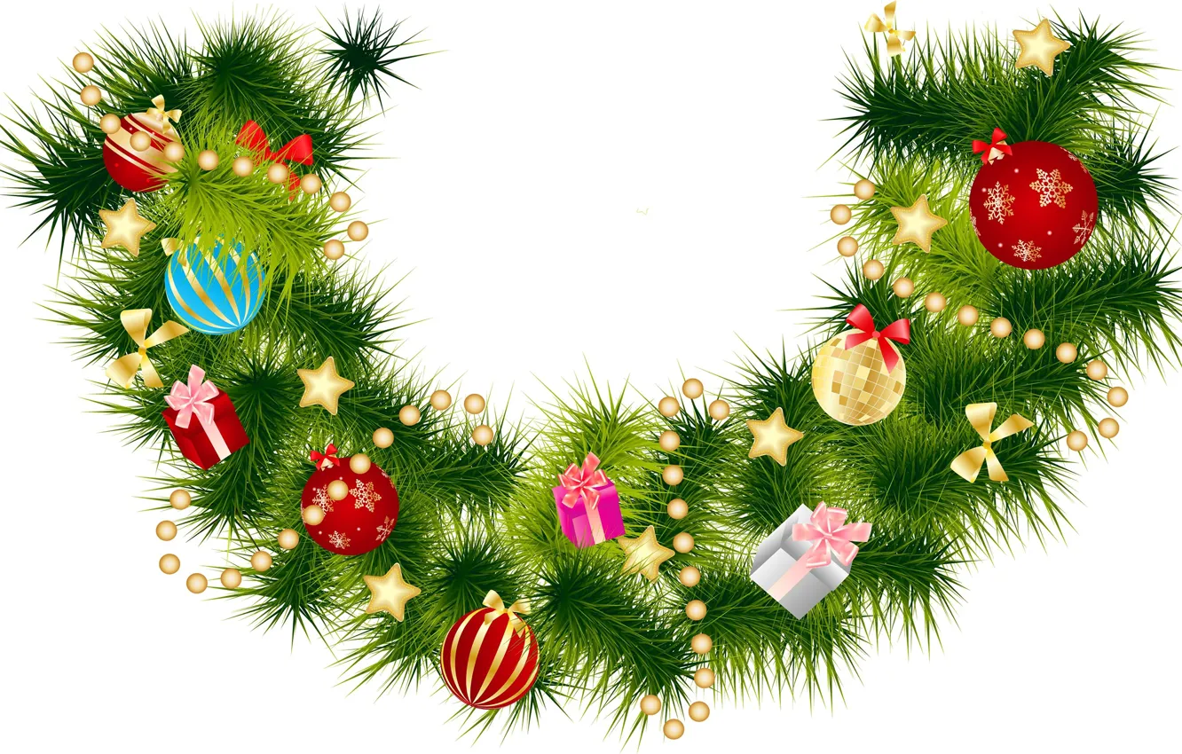 Photo wallpaper decoration, balls, tree, new year, beads, New Year