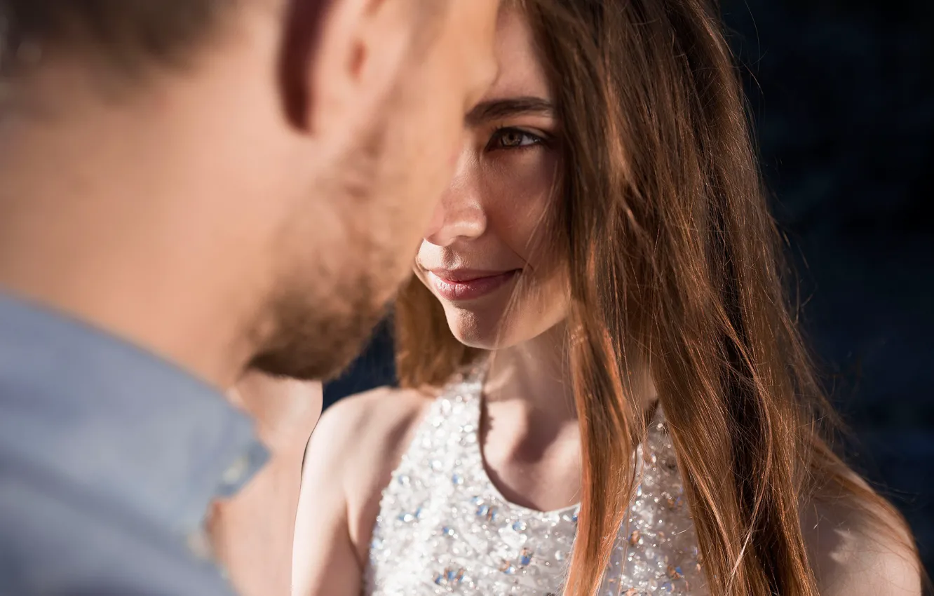 Photo wallpaper girl, smile, the proximity, pair, guy, curls