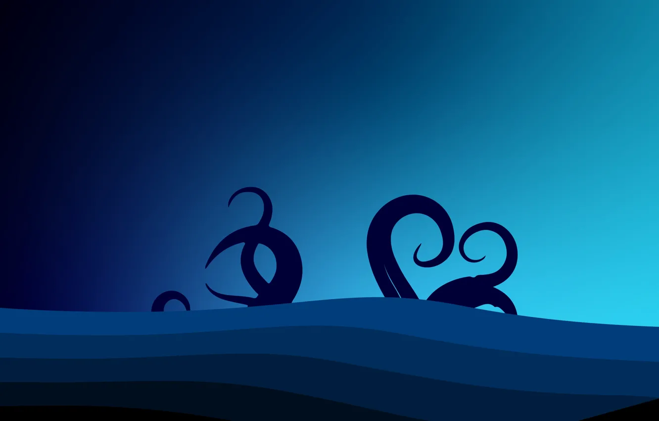 Photo wallpaper sea, wave, tentacles, sea, octopus, tentacles