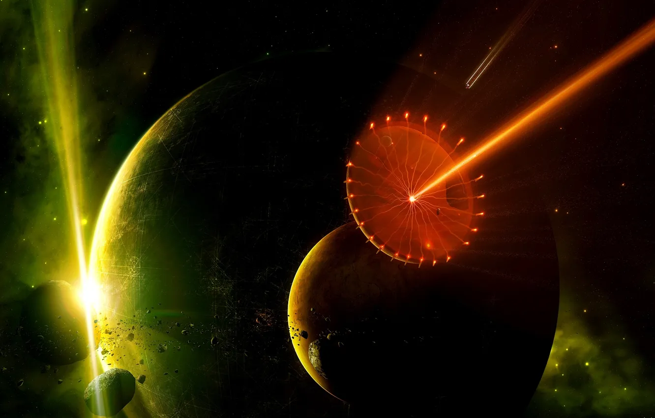 Photo wallpaper stars, planets, asteroids, transistorius