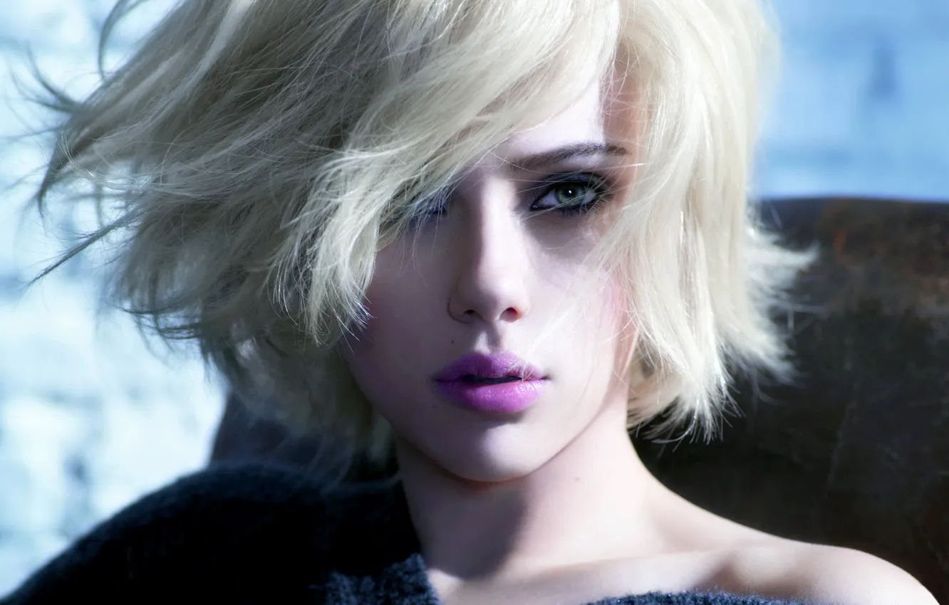 Photo wallpaper eyes, face, hair, portrait, actress, blonde, lips, Scarlett Johansson