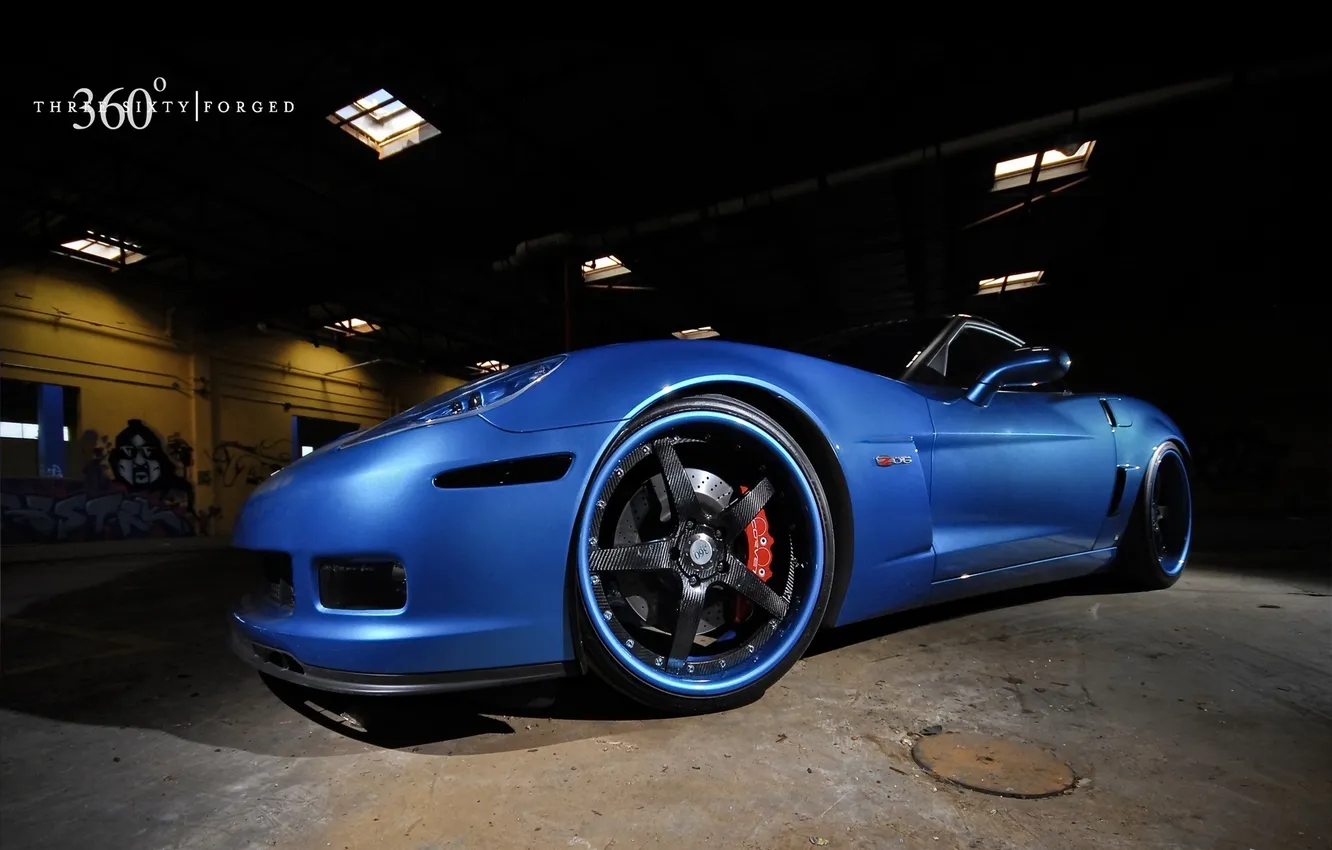 Photo wallpaper blue, Z06, Corvette, Chevrolet, Chevrolet, blue, Corvette, 360 three sixty forged