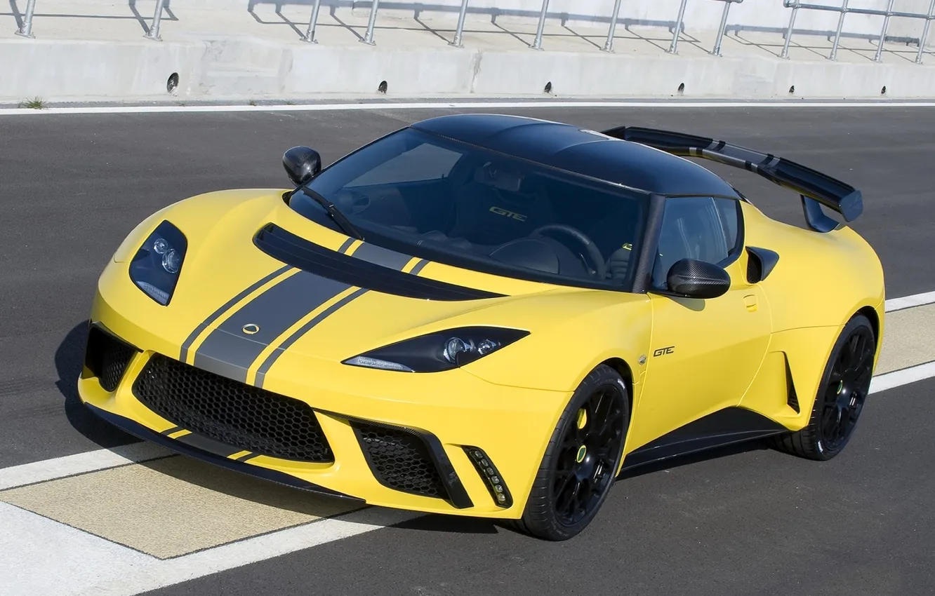 Photo wallpaper yellow, Lotus, sports car, Lotus, Evora, the front, Evora, GTE