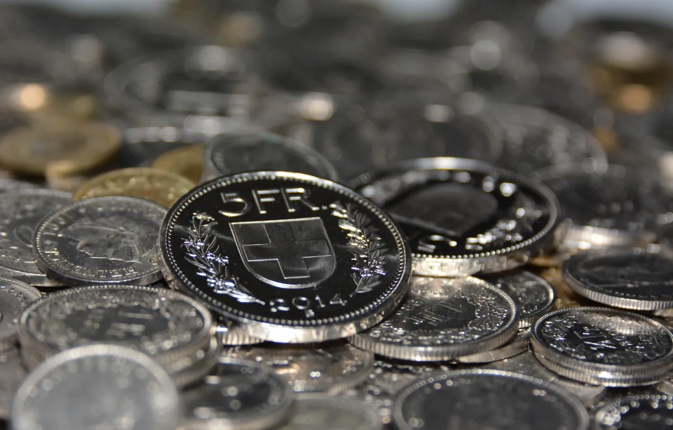 Photo wallpaper macro, money, Swiss Franc