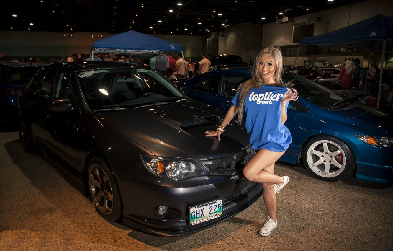 Photo wallpaper auto, look, smile, Subaru, Asian, beautiful girl, Donnah Pham