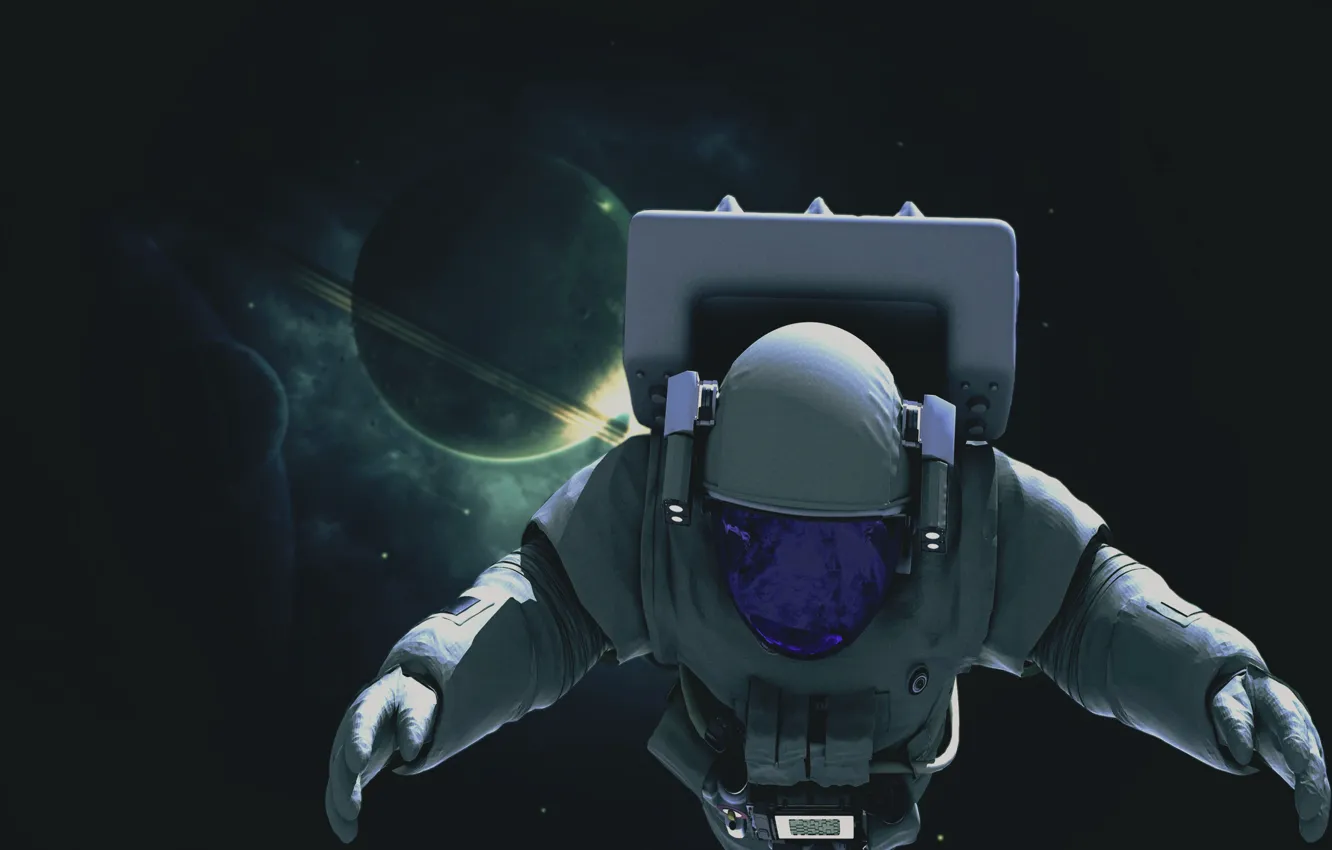 Photo wallpaper space, stars, planet, dal, astronaut, space