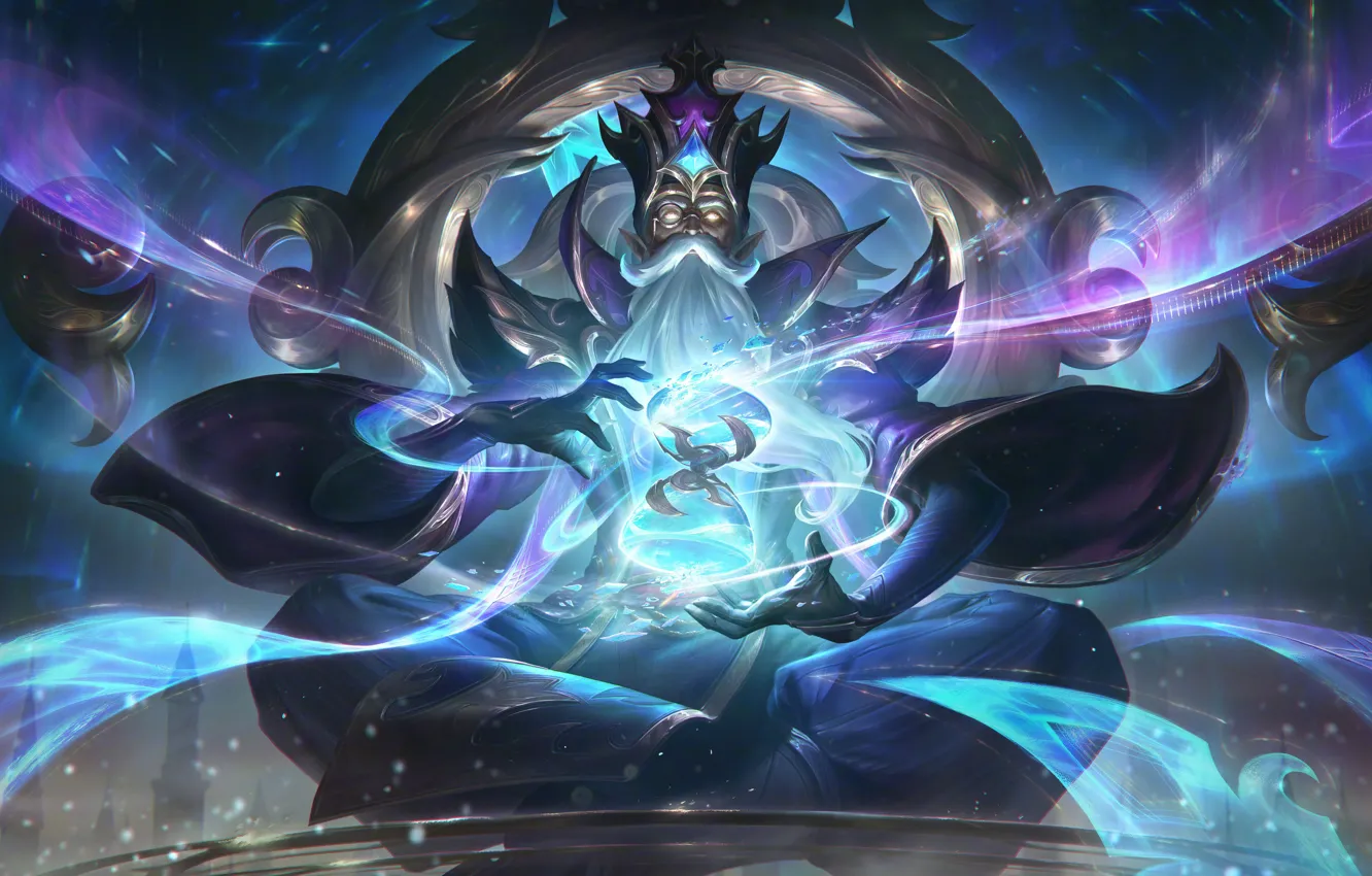 Photo wallpaper rays, lights, magic, the game, beard, characters, League of Legends, zilean