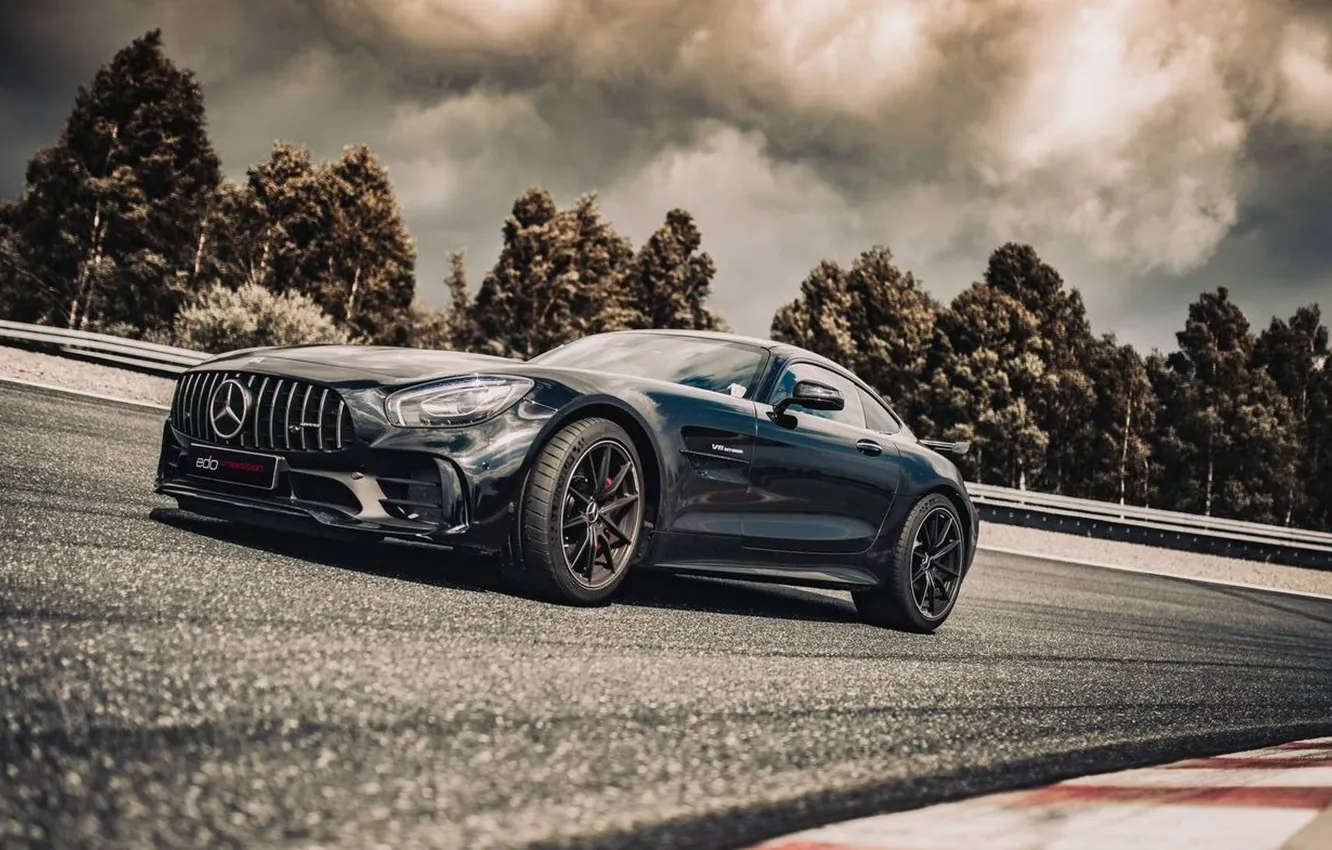 Photo wallpaper clouds, trees, track, Edo Competition, Mercedes AMG, Mercedes-AMG GT R