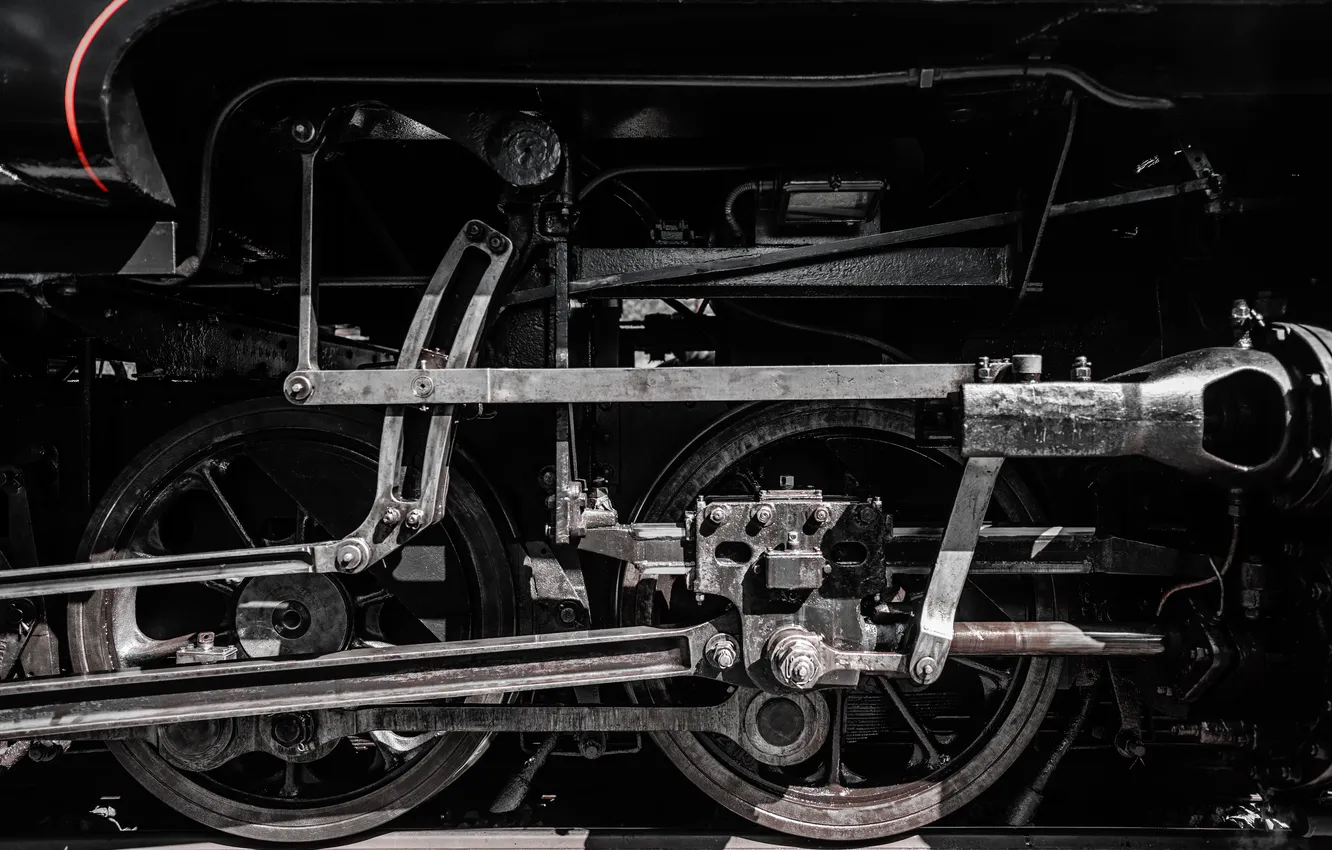 Photo wallpaper metal, mechanism, Locomotive