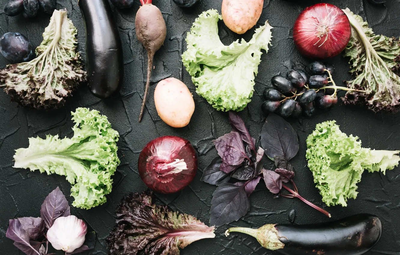 Photo wallpaper greens, bow, vegetables, beets