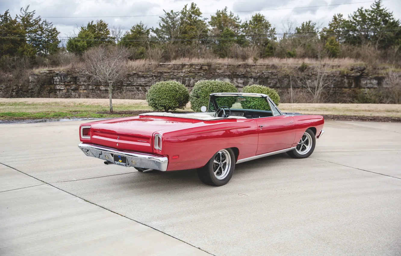 Photo wallpaper 1969, Plymouth, Road Runner, rear view, Plymouth Road Runner Convertible