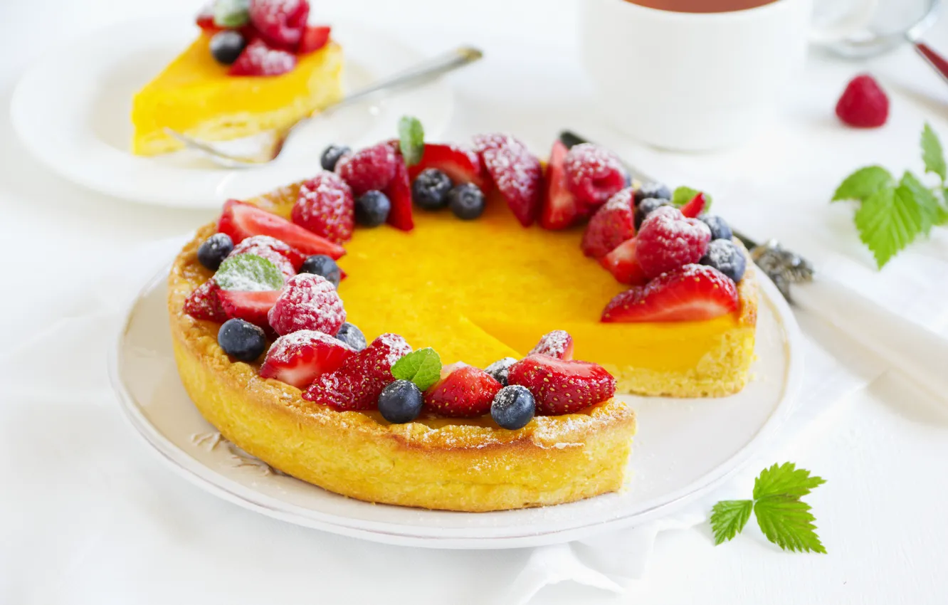 Photo wallpaper berries, sweets, cake, cake, dessert, cakes, cakes, sweets