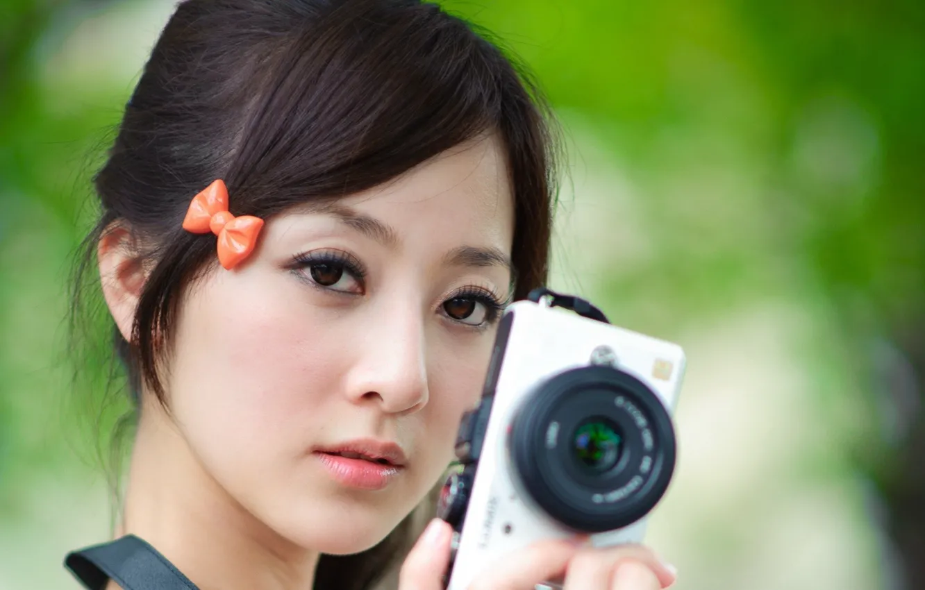 Photo wallpaper girl, model, face, Camera, korea, blackhead