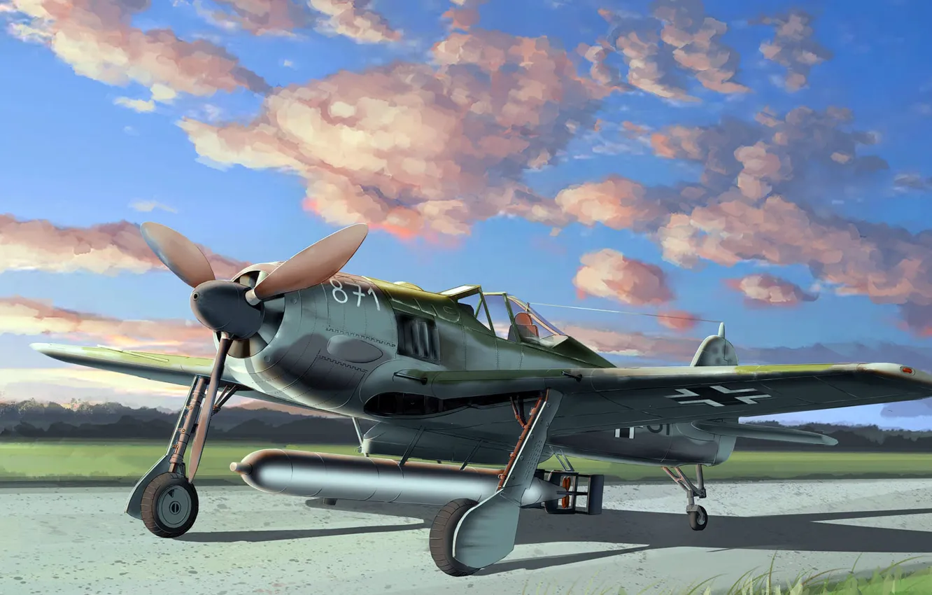 Photo wallpaper Fw 190, fighter-monoplane, Focke-Wulf, Luftwaffe, Shrike, German single-seater single piston