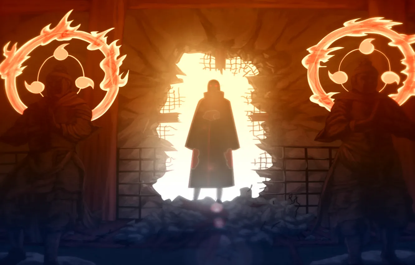 Photo wallpaper Anime, statues, Itachi, Sharingan