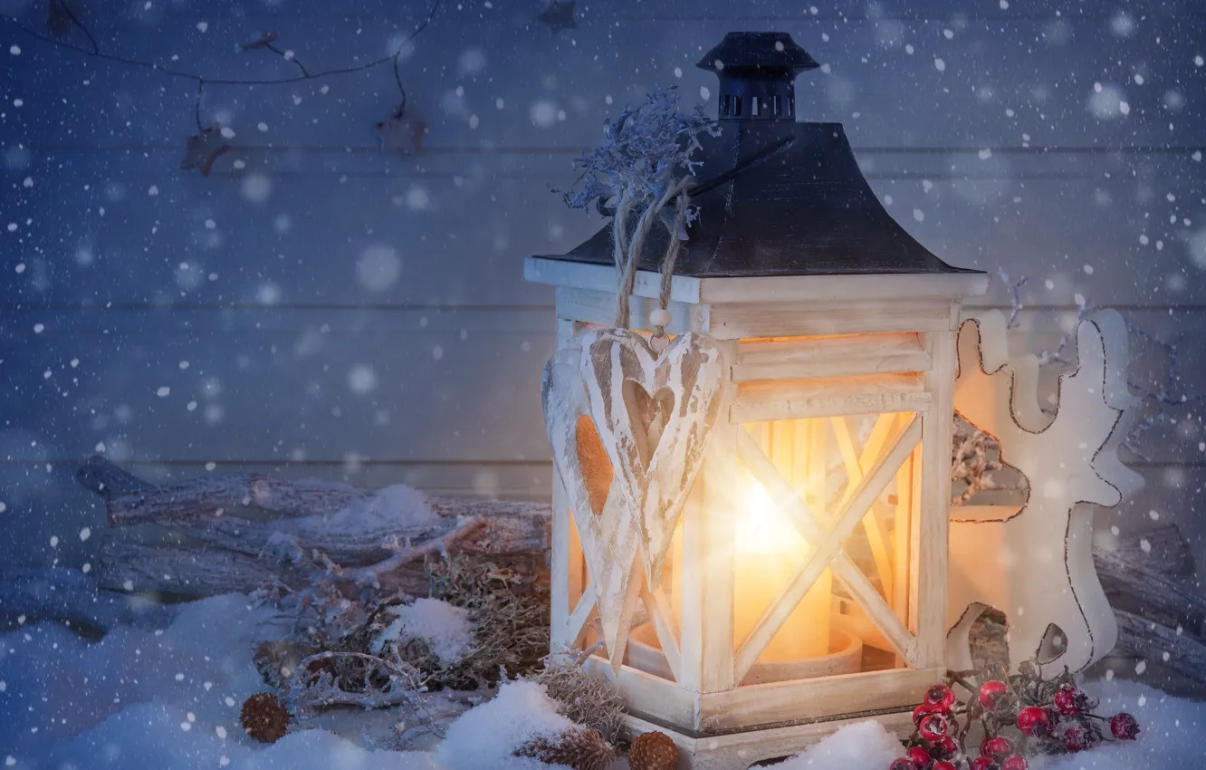 Photo wallpaper stars, cherry, new year, candles, lights, star, New Year, merry christmas