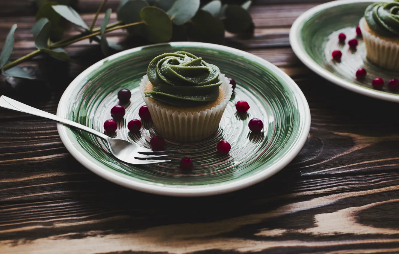 Photo wallpaper greens, branches, plug, cakes, cupcakes