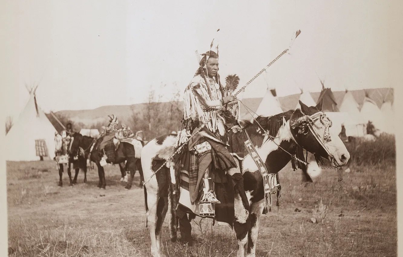 Photo wallpaper horse, warrior, Chief, Native American, first people, proud chief