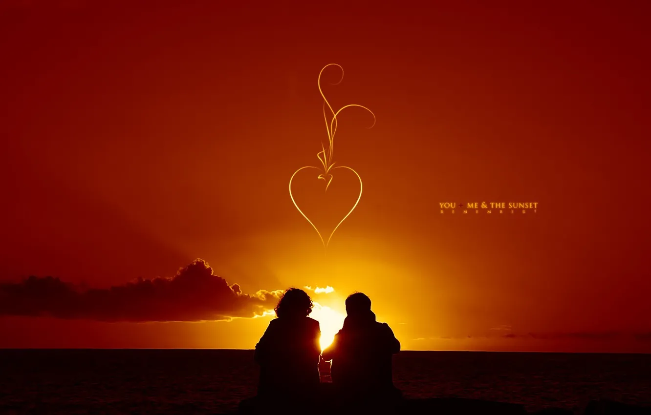Photo wallpaper sunset, pair, lovers