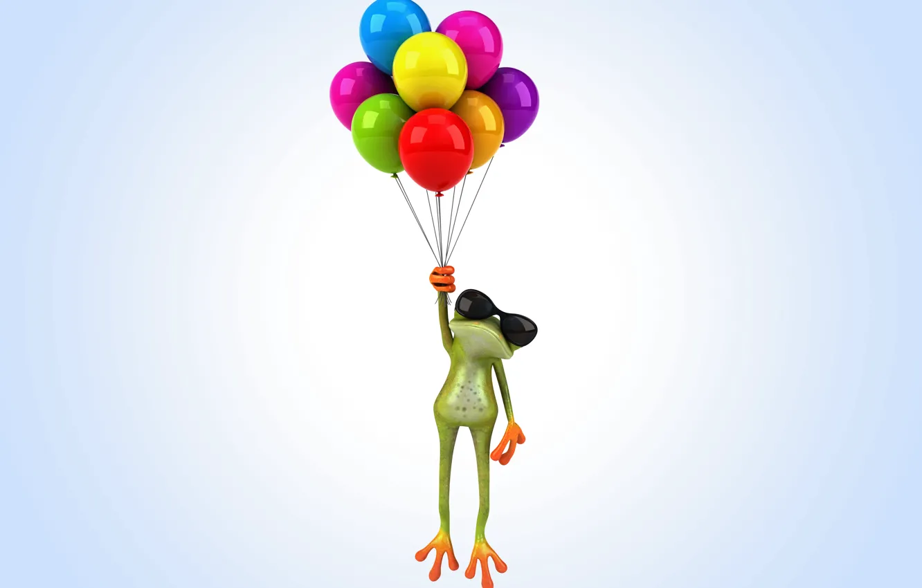 Photo wallpaper balloons, frog, frog, funny