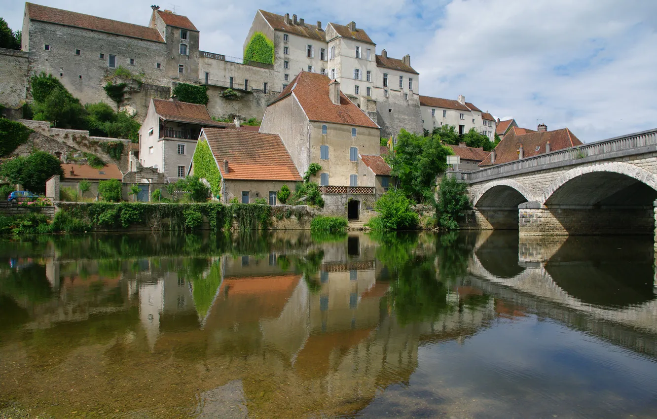 Photo wallpaper bridge, river, France, home, Pam