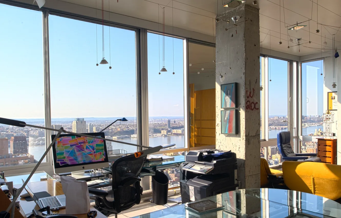 Photo wallpaper design, style, interior, megapolis, the room, Studio, office