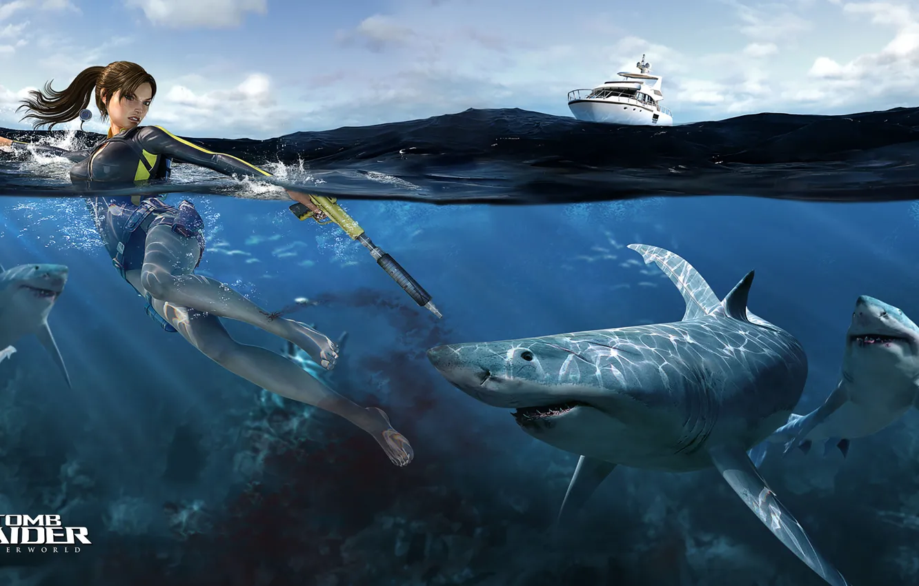 Photo wallpaper look, girl, the moon, the game, Tomb Raider, Lara Croft