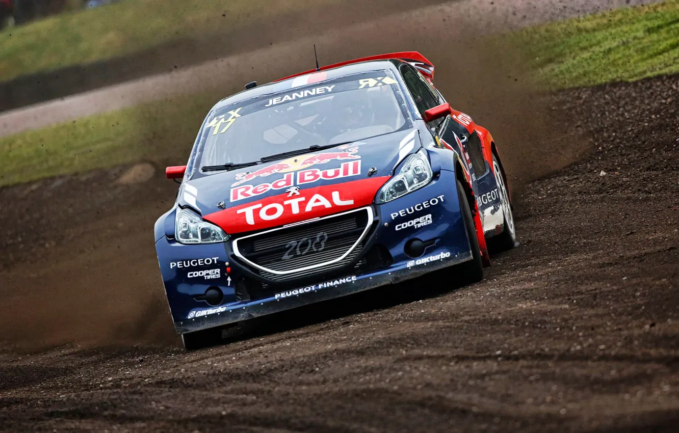 Photo wallpaper Skid, Peugeot, rallycross, 208, worldrx, Davy Jeanney